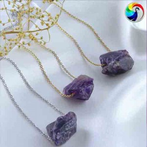گردنبند پرانرژی سنگ تراش نخورده آمتیست
